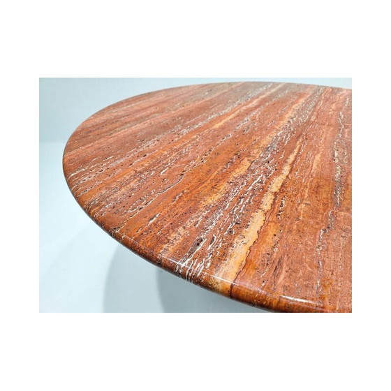 Image 1 of Tavolo da pranzo vintage contemporaneo in travertino rosso, Italia