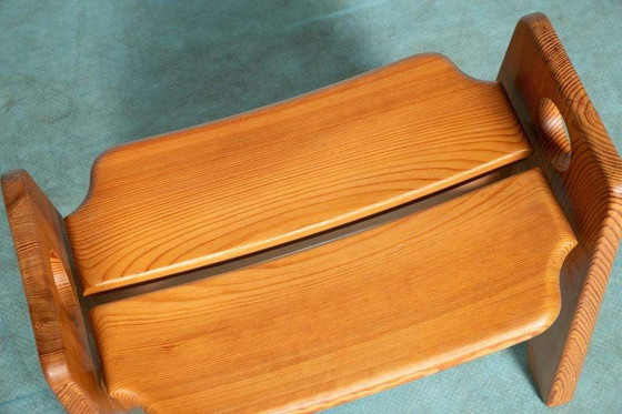 Image 1 of Boho wooden 60s stool Minimalist pine stool Gilbert Marklund