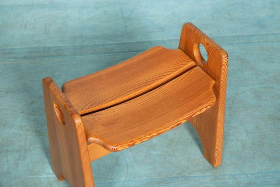 Image 1 of Boho wooden 60s stool Minimalist pine stool Gilbert Marklund