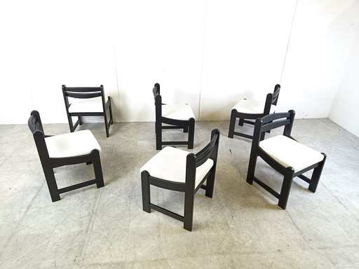 6x Vintage brutalist dining chairs