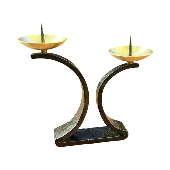 Image 1 of Brutalist Metalwork Candlestick, Poland, 1960S.