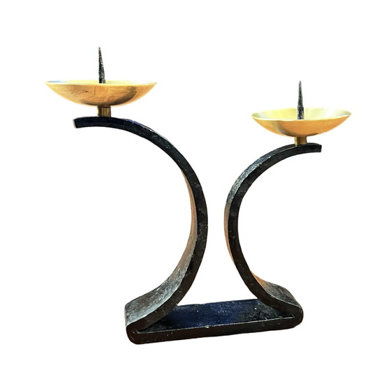 Image 1 of Brutalist Metalwork Candlestick, Poland, 1960S.