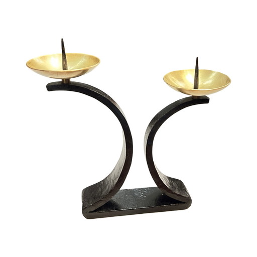 Brutalist Metalwork Candlestick, Poland, 1960S.