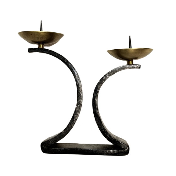 Image 1 of Brutalist Metalwork Candlestick, Poland, 1960S.