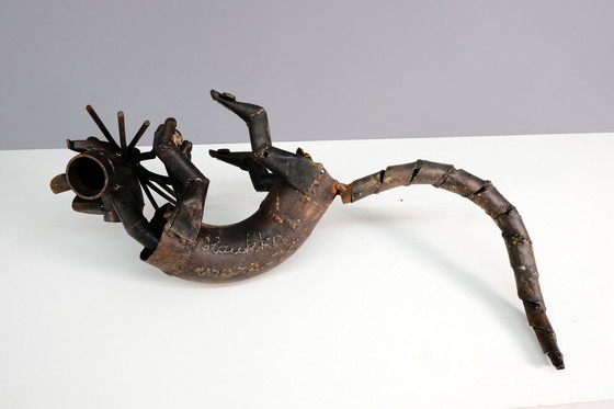 Image 1 of Sculpture de chat en métal vintage de Haukkuvuara, 1974