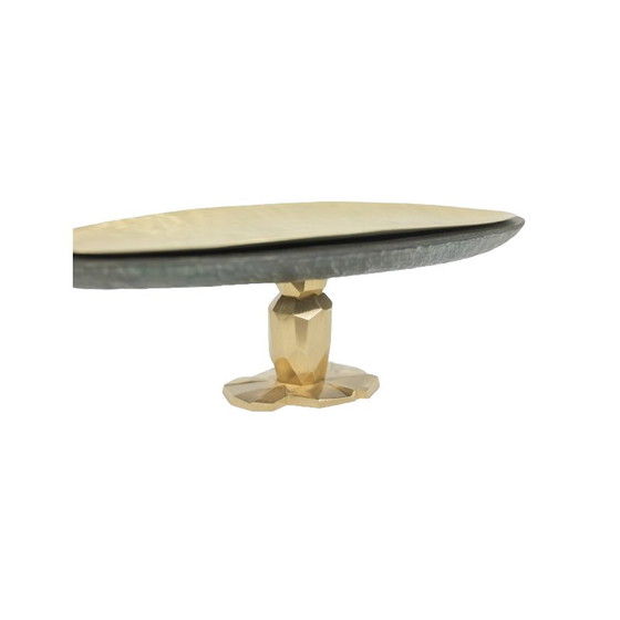 Image 1 of Vintage “Pitoin” bowl in slate and hammered brass, France
