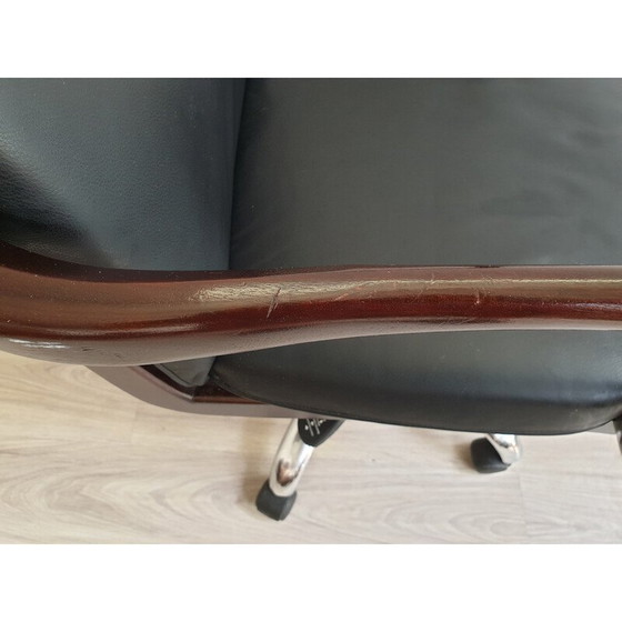 Image 1 of Vintage Heldense office chair in wood and leather, 1990