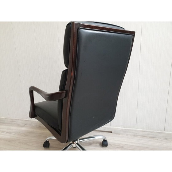Image 1 of Vintage Heldense office chair in wood and leather, 1990