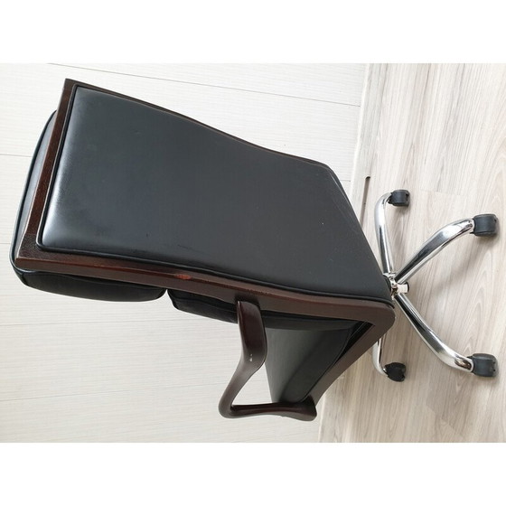 Image 1 of Vintage Heldense office chair in wood and leather, 1990