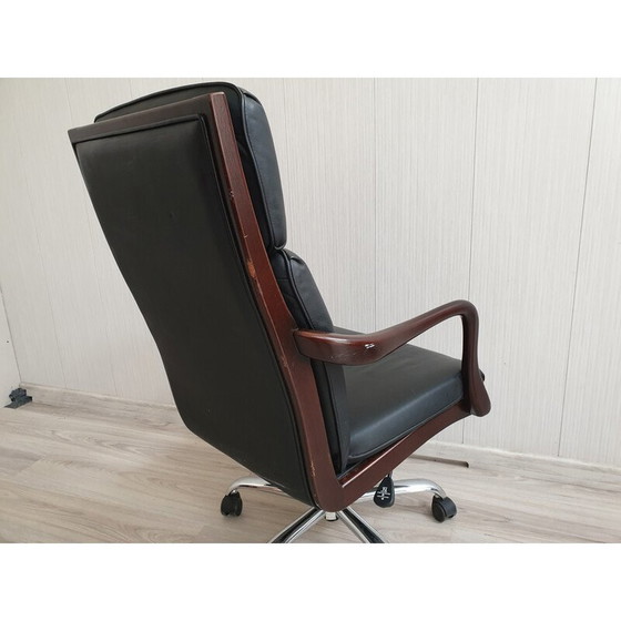 Image 1 of Vintage Heldense office chair in wood and leather, 1990