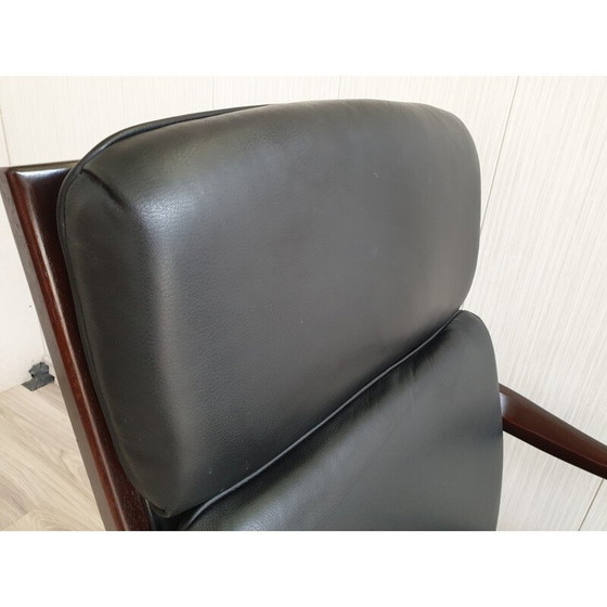 Image 1 of Vintage Heldense office chair in wood and leather, 1990