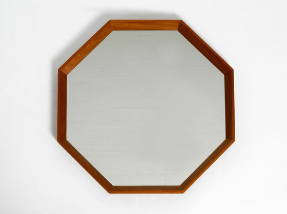 Image 1 of Very Nice 1960S Octagonal Teak Wall Mirror | 45Cm | 17.7"