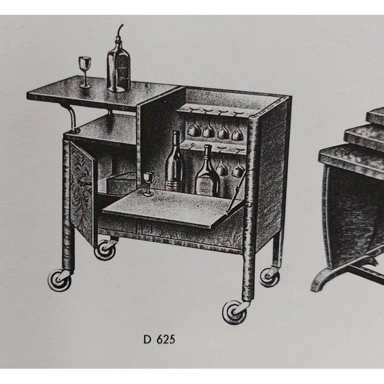 Image 1 of Vintage bar D 625 in maple veneer and black opaxite glass for Thonet, 1930s