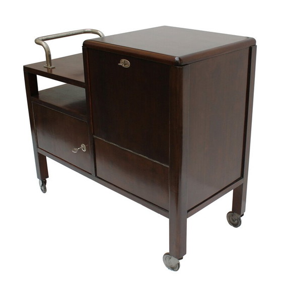Image 1 of Vintage bar D 625 in maple veneer and black opaxite glass for Thonet, 1930s