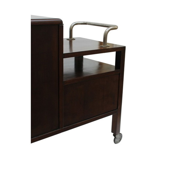 Image 1 of Vintage bar D 625 in maple veneer and black opaxite glass for Thonet, 1930s