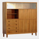 Bibliothèque vintage avec abattant de bureau secretaire en noyer
