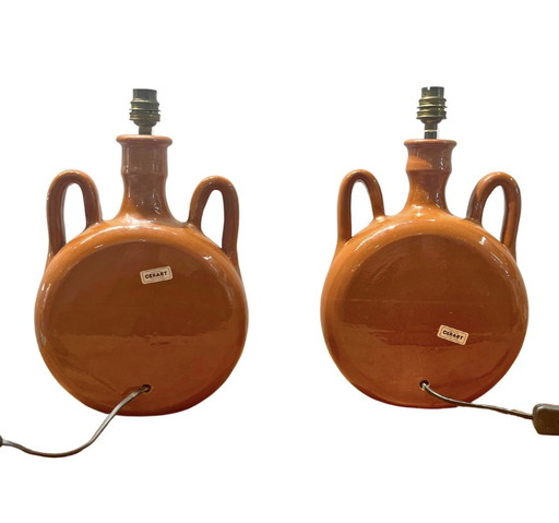 Pair Of Mid-Century French Modern Ceramic Table Lamps, Circa 1950