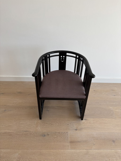 Giorgetti Armchair Black Lacquered Wood With Upholstered Seat