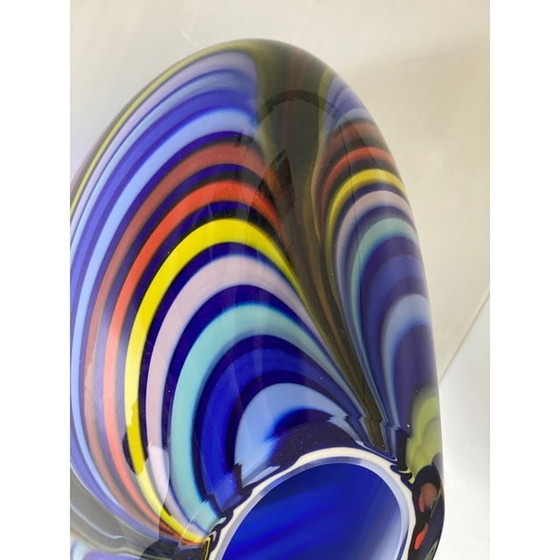 Image 1 of Vaso artistico contemporaneo in vetro di Murano con canne colorate