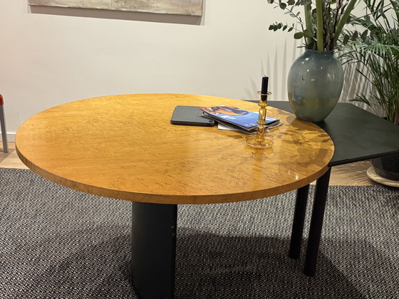 Image 1 of Design 1970s Dining Room Table Essen Round With Black Plastic Oval Expansion