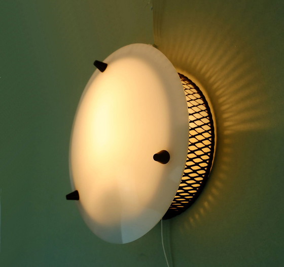 Image 1 of 1950s sconce tele ambiance metal mesh with white acrylic shade