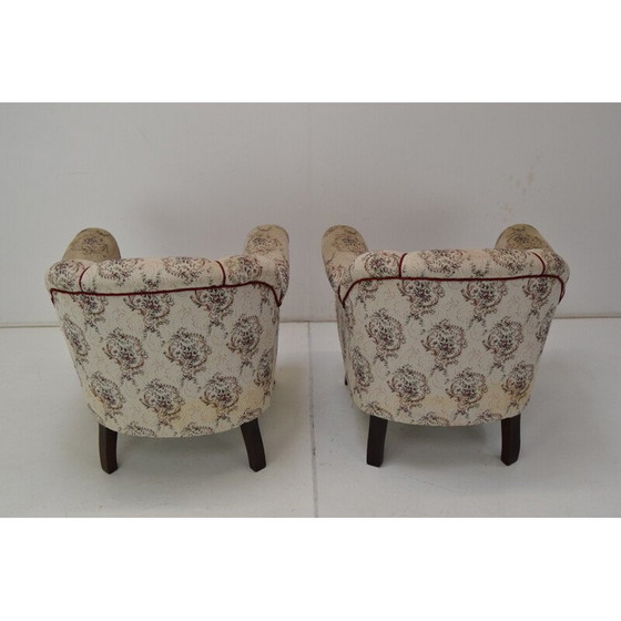Image 1 of Coppia di poltrone vintage in tessuto e legno, Cecoslovacchia 1950