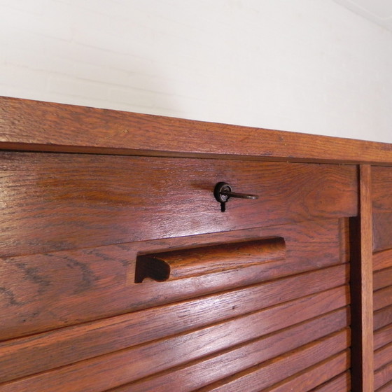 Image 1 of Oak Shutter Cabinet With 3 Shutters, 180 Cm High