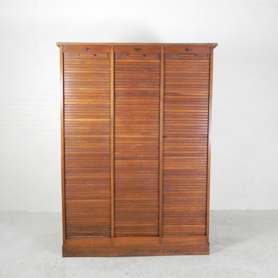 Image 1 of Oak Shutter Cabinet With 3 Shutters, 180 Cm High