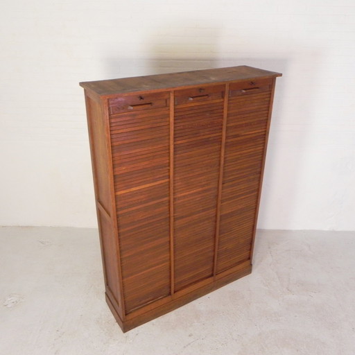 Oak Shutter Cabinet With 3 Shutters, 180 Cm High