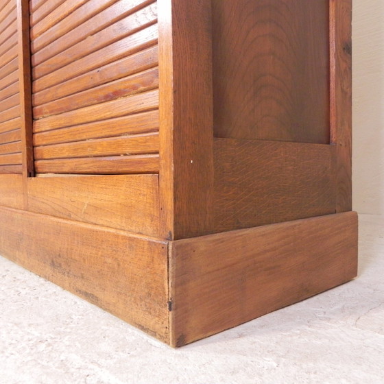 Image 1 of Oak Shutter Cabinet With 3 Shutters, 180 Cm High