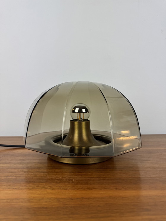 Image 1 of Lampada da soffitto simmetrica vintage in vetro fumé