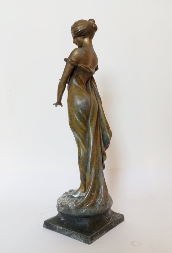 Image 1 of A.J. Scotte - 'L'Espiègle'- 'Mischievous' Art-Nouveau Lady Sculpture Paris 1905