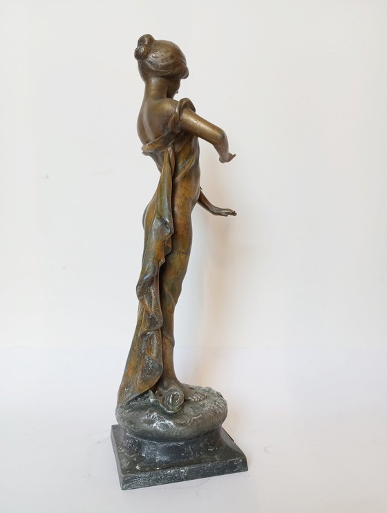 Image 1 of A.J. Scotte - 'L'Espiègle'- 'Mischievous' Art-Nouveau Lady Sculpture Paris 1905