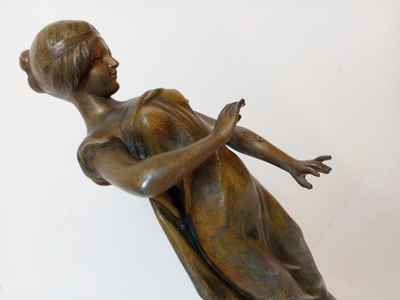 Image 1 of A.J. Scotte - 'L'Espiègle'- 'Mischievous' Art-Nouveau Lady Sculpture Paris 1905