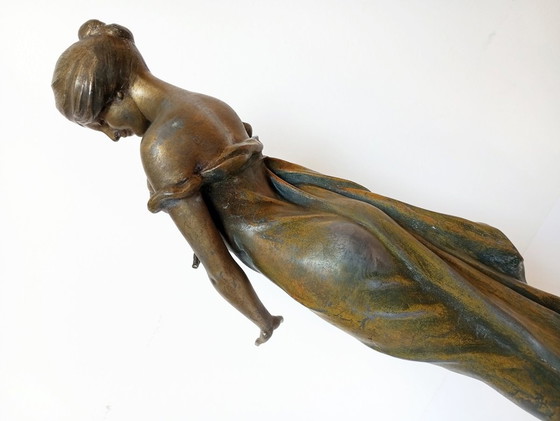 Image 1 of A.J. Scotte - 'L'Espiègle'- 'Mischievous' Art-Nouveau Lady Sculpture Paris 1905