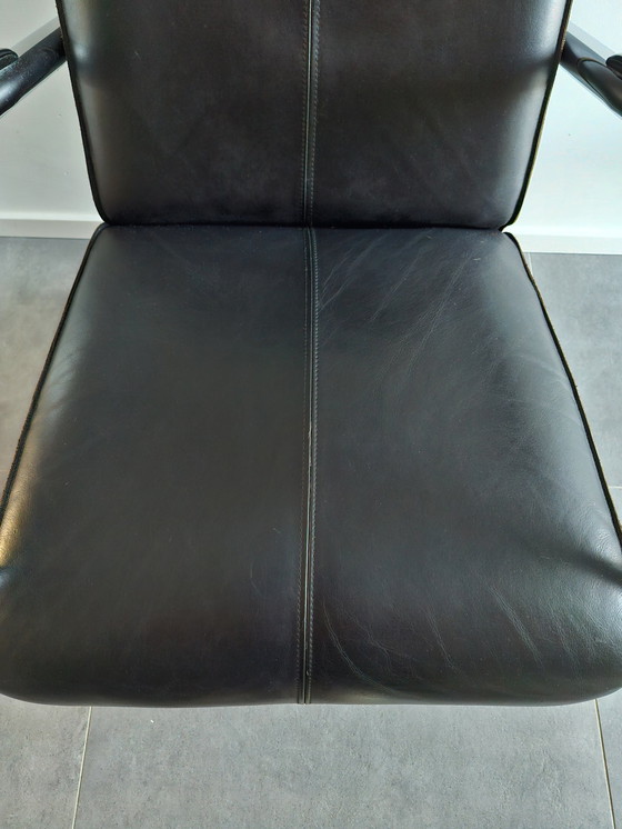 Image 1 of Armchair Van Jess, Black Leather Design Bari.