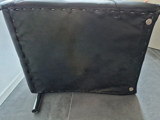 Image 1 of Armchair Van Jess, Black Leather Design Bari.