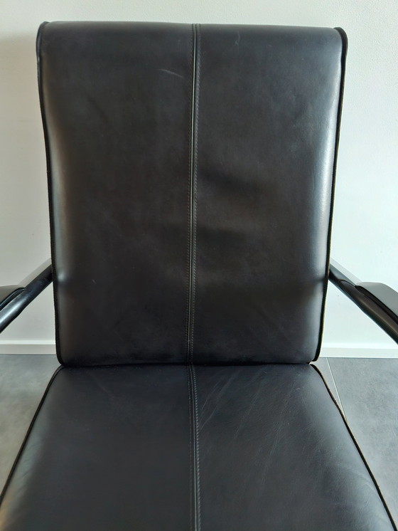 Image 1 of Armchair Van Jess, Black Leather Design Bari.