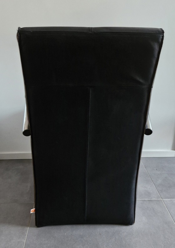 Image 1 of Armchair Van Jess, Black Leather Design Bari.