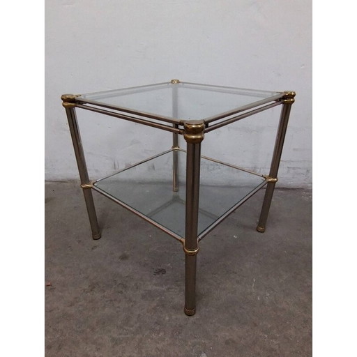 Vintage glass coffee table with golden legs