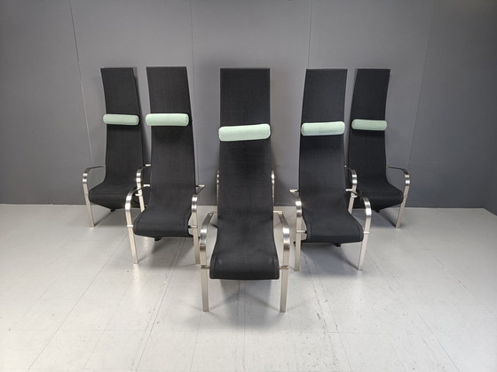 Image 1 of Postmodern King Dining Chairs By Belgochrom - Set Of 6 