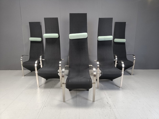 Image 1 of Postmodern King Dining Chairs By Belgochrom - Set Of 6 