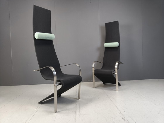 Image 1 of Postmodern King Dining Chairs By Belgochrom - Set Of 6 