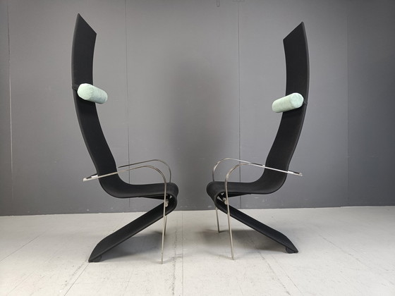 Image 1 of Postmodern King Dining Chairs By Belgochrom - Set Of 6 