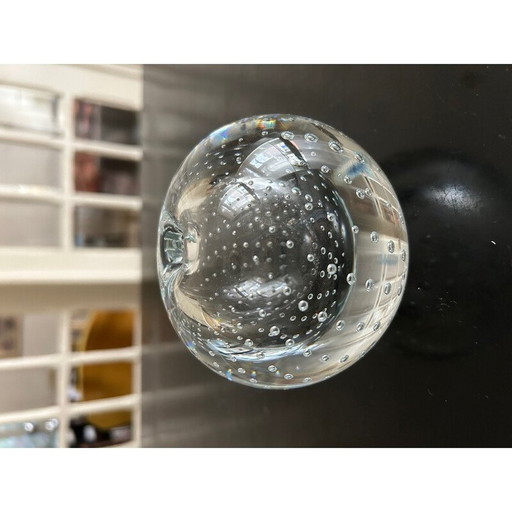 Prensa de papel de cristal vintage, 1970