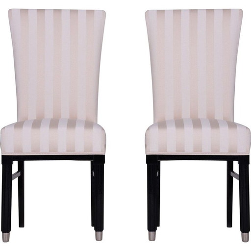 Pair of vintage white Art Deco dining chairs, France 1920s