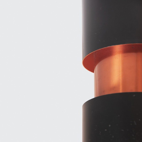 Image 1 of Pair of vintage Tubular Duo pendant lamps in lacquered metal and copper by Jo Hammerborg for Fog & Mørup, Denmark