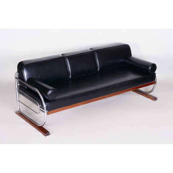 Image 1 of Vintage 3-seat black sofa by Robert Slezak for Slezak Factories, 1930