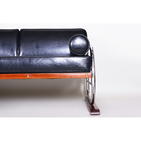 Image 1 of Vintage 3-seat black sofa by Robert Slezak for Slezak Factories, 1930