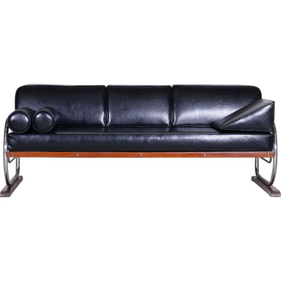 Image 1 of Vintage 3-seat black sofa by Robert Slezak for Slezak Factories, 1930